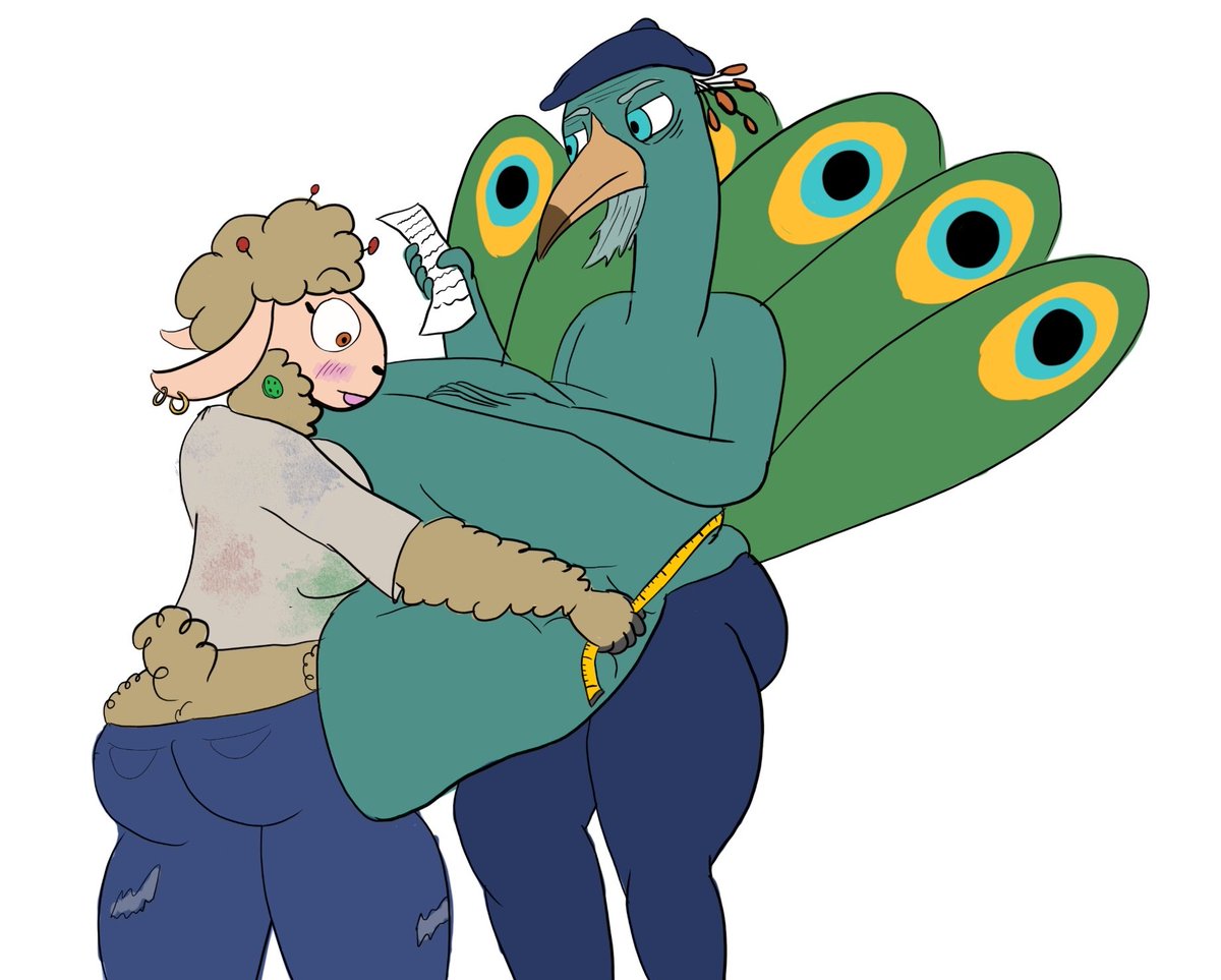 Olivia measuring out a new suit for Duke after the "lay offs"

a drawing of these two together, thinking Duke is a mean director but is always nice to Olivia, and Olivia does her best to not disappoint, even tho she might get distracted sometimes
