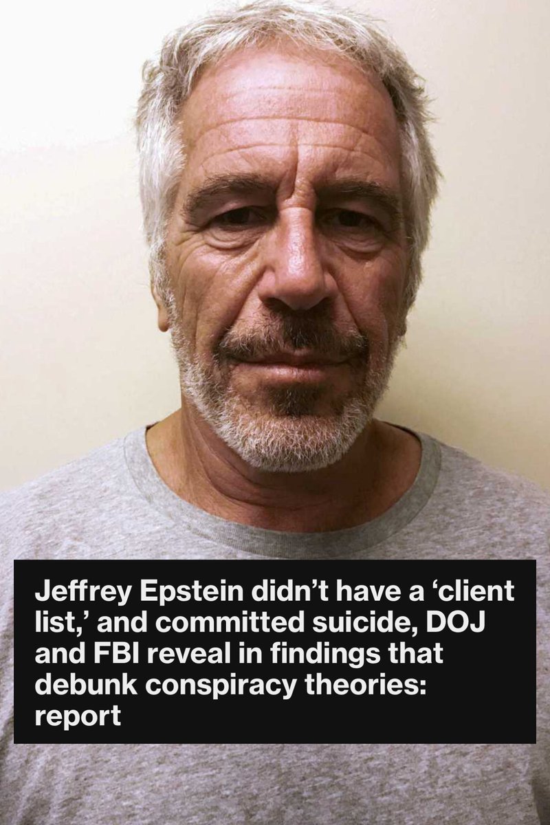 The DOJ and FBI finally have a report on Jeffrey Epstein. I spent months last year investigating his death—suicide, yes. But a client list? I think one might exist and a foreign intelligence service has a copy. I’m still chasing that story.