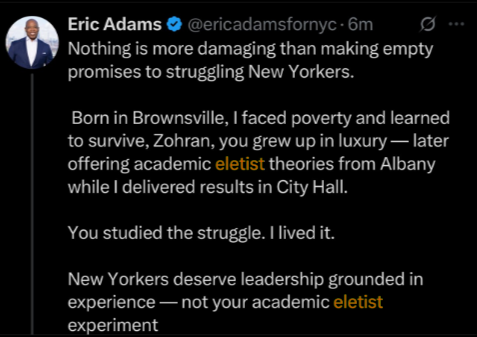 DaBull Standard (@dabullstandard) on Twitter photo <a href="/TheWapplehouse/">Kristi Yamaguccimane</a> <a href="/ericadamsfornyc/">Eric Adams</a> REAL Black Mayor 🏆
- Doesn't understand computers
- Can't even spell "elitist" <a href="/TheWapplehouse/">Kristi Yamaguccimane</a> <a href="/ericadamsfornyc/">Eric Adams</a> REAL Black Mayor 🏆
- Doesn't understand computers
- Can't even spell "elitist"