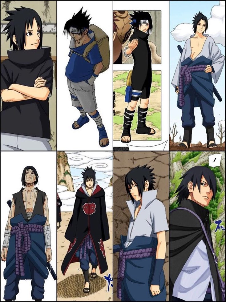 sasukedailydose's tweet image. What is Sasuke Uchiha’s most iconic outfit?