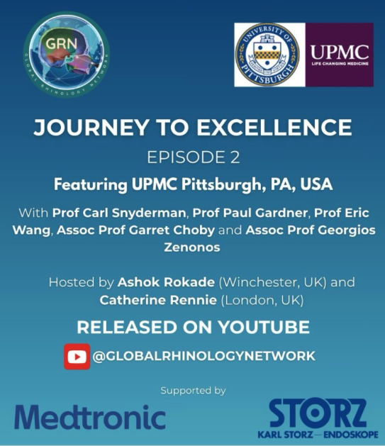PittNeurosurg's tweet image. .@UPMC Center for Cranial Base Surgery team of Paul Gardner, Carl Snyderman, Eric Wang, @GAZenonosMD and Garret Choby featured in Global Rhinology Network Journey of Excellence series spotlighting surgical excellence around the world. youtube.com/watch?v=MHP1pW…