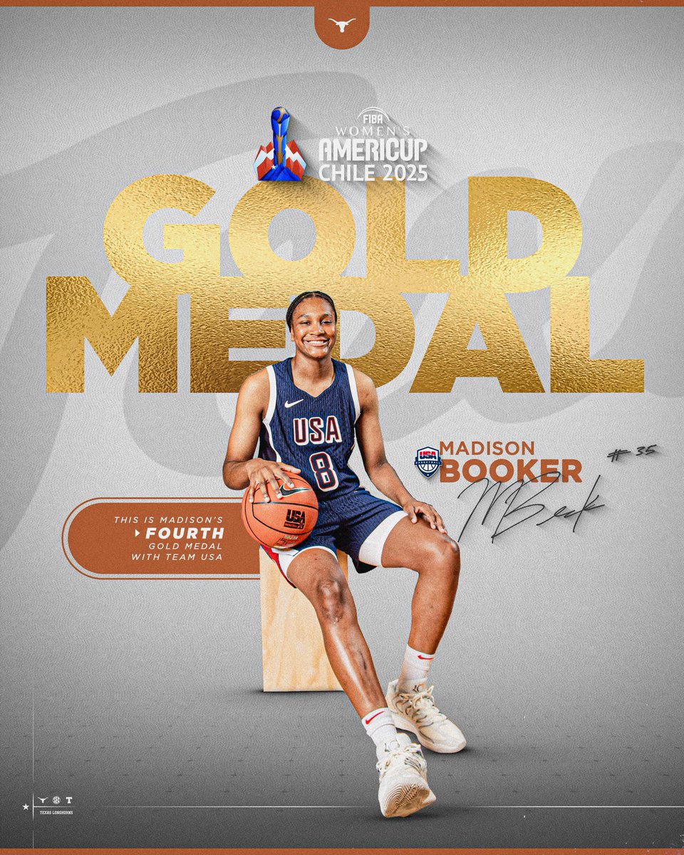 that’s 4️⃣ gold medals for <a href="/MaddiewitdaB_/">Madison Booker</a> 🏅🏅🏅🏅

#HookEm | <a href="/americupw/">FIBA Women's AmeriCup</a>