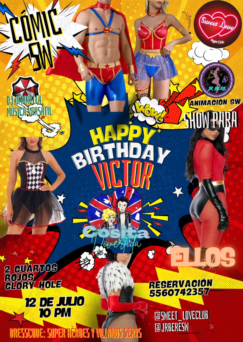 🎭SUPERHÉROES vs VILLANOS SEXY
Este sábado 12 julio 10PM
🔥Fiesta SW temática de cómic celebrando el cumple de Víctor <a href="/SidNancy10/">Sid&Nancy</a>
🔥Show para ellos con stripper candente
🎉Dinámicas SW y animación con Jr y Bere
¿Team héroe o villano?🦸‍♂️
¡Elige tu bando y ven a jugar!