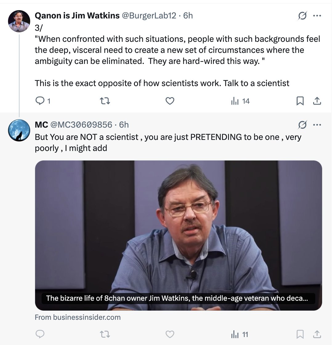 So now the weirdo <a href="/MC30609856/">MC</a> is replying to all my posts... imagine having this little to do? Living with our mother does obviate the need for employment, so I guess it makes sense.
He's so obsessed w/ me that he capitalizes pronouns refering to me... yuck