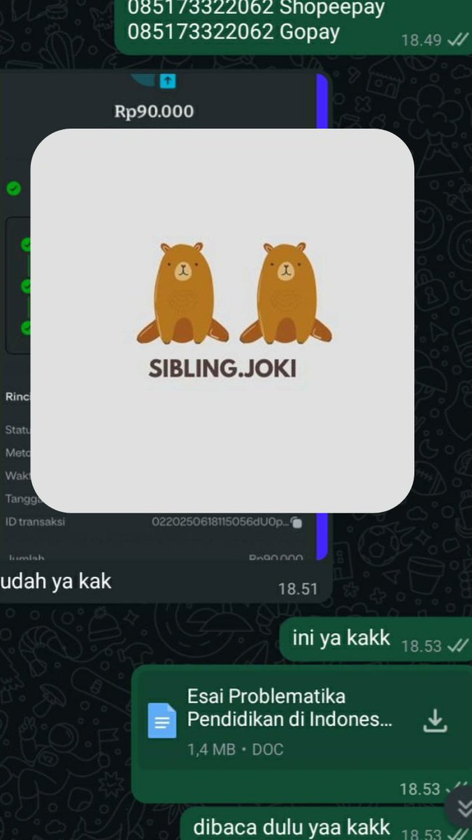siblingjoki's tweet photo. ✨Testimonial Esai Ilmiah

 dengan spess PENDIDIKAN, pada tema problematika Pendidikan di Indonesia

@siblingjoki

selesaii!✨  #jokitugas #Jokiskripsi #jokippt #jokitugas #jokiartikel #jokiesai #jokiartikelilmiah #jokikuliah #zonauang #zonajajan #zonauang️ #jokipendahuluan https://t.co/zj8M4JzD9H