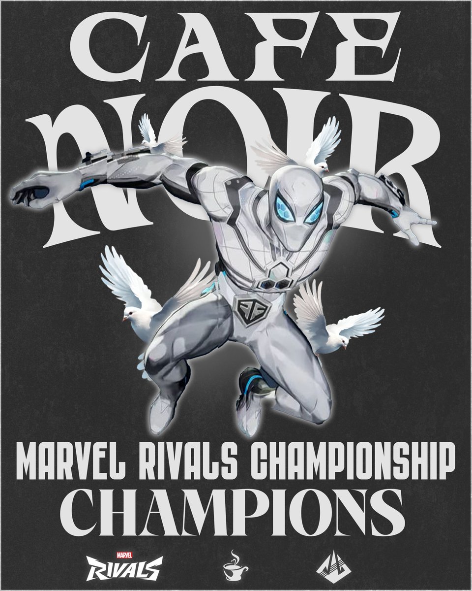 The Kafe (@thekafeow) on Twitter photo 🏆CAFE NOIR ARE THE CHAMPIONS OF MARVEL RIVALS CHAMPIONSHIP!!🏆
REVERSE SWEPT 4-3 <a href="/ORG_A7/">Arrival Seven</a> IN THE GRAND FINALS 🔥
#MarvelRivals #MarvelRivalsIgnite #TheKafe 🏆CAFE NOIR ARE THE CHAMPIONS OF MARVEL RIVALS CHAMPIONSHIP!!🏆
REVERSE SWEPT 4-3 <a href="/ORG_A7/">Arrival Seven</a> IN THE GRAND FINALS 🔥
#MarvelRivals #MarvelRivalsIgnite #TheKafe