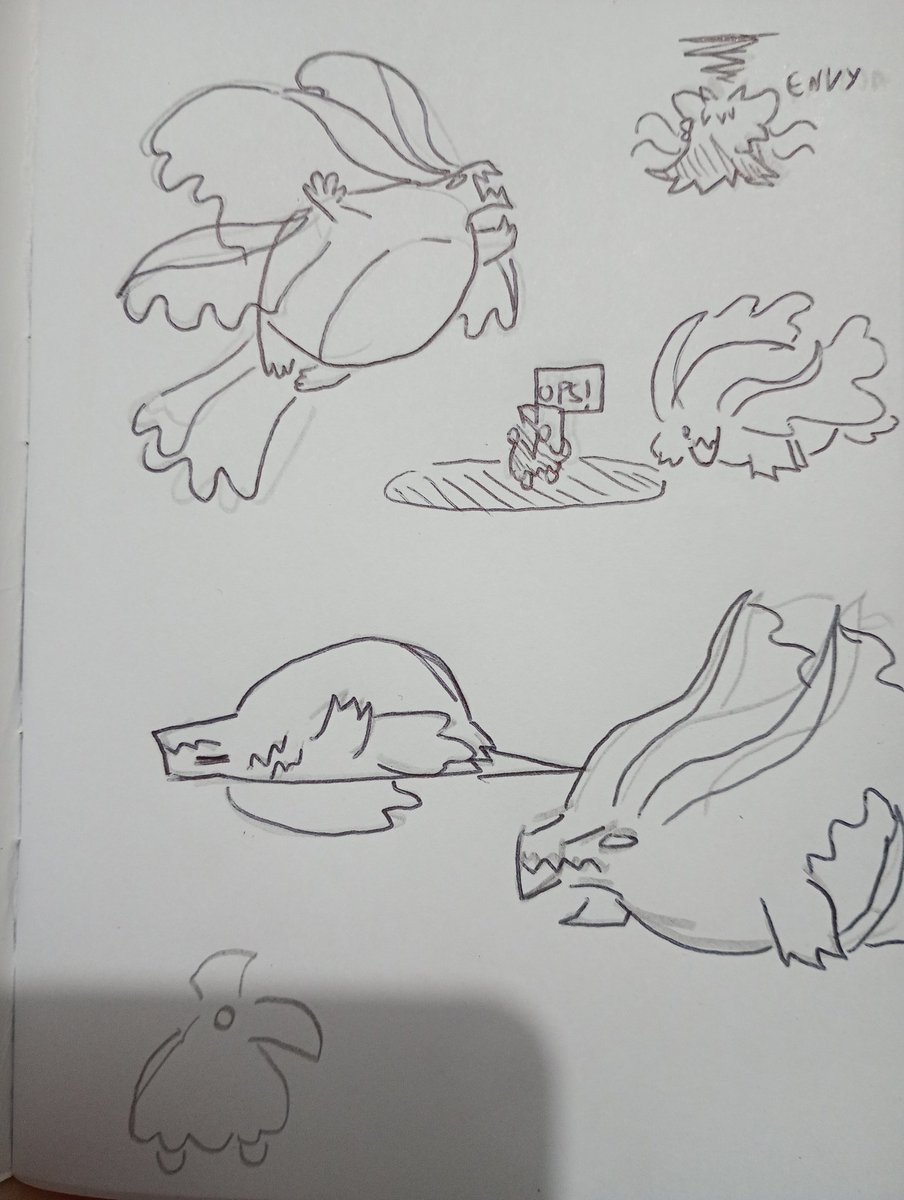 First page of my new sketchbook completely covered by uths and dunas bc i love it so much (and my dumb palico kiwi)