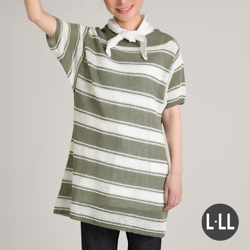 amimonome's tweet image. アレンジボーダーのチュニックワンピース［L・LL］

暑い夏がやってきます。さらりとしたリネンで編むチュニックは、太めのボーダーが夏らしいインパクトです。

掲載ページ：
recipe.amimono.me/products/d1173…

デザイン :michiyo

材料：パピー…