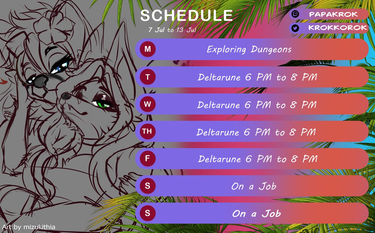 This week Schedule, Got a Merc Job Schedule next week.  So let's Deltarune All week. 

See you are the resort!