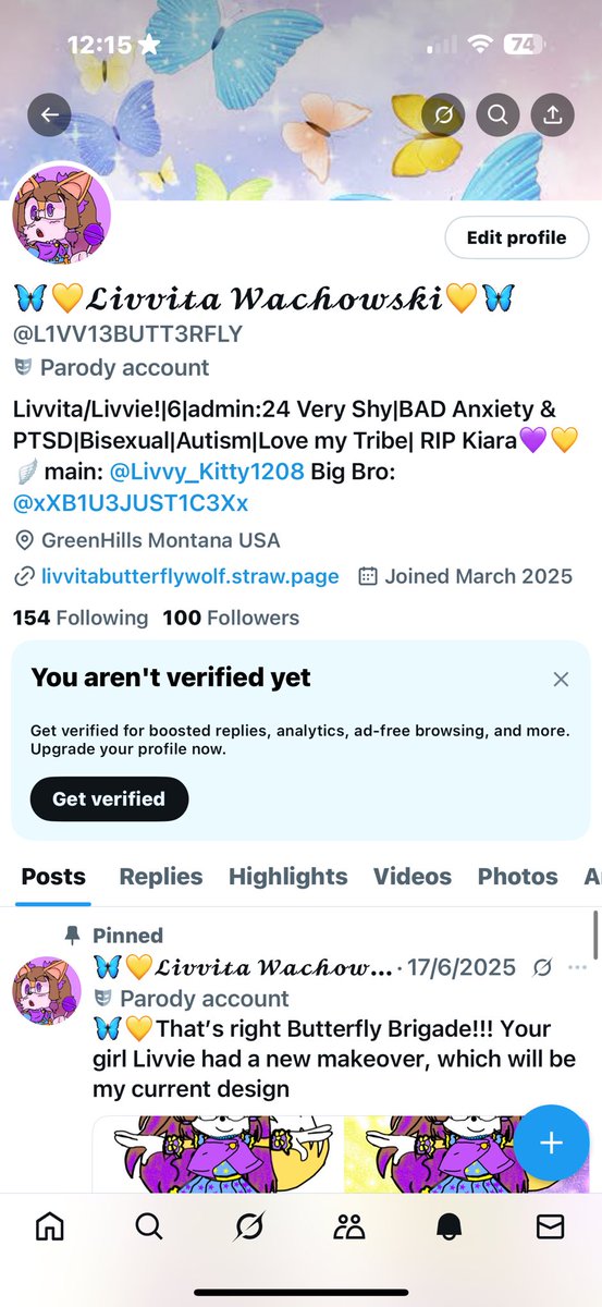 L1VV13BUTT3RFLY's tweet image. 🦋💛I DID IT!!! I DID IT!!!😭😭 I REALLY DID IT!!! THANK YOU SO MUCH FOR THE 100 followers!!!! THANK YOU SO MUCH MY BUTTERFLY BRIGADE!!!!💛🦋