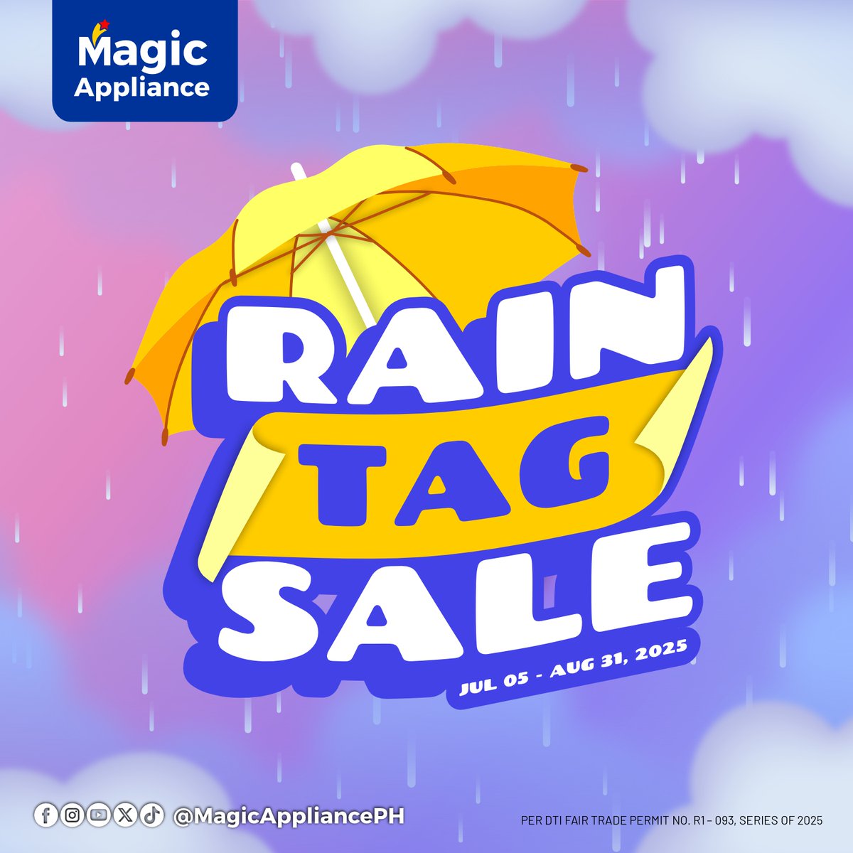 MagicAppliance1's tweet photo. #RainTagSale | July 5, to August 31, 2025

Catch our Rain Tag Sale Discount sa pinakamalapit na Magic Appliance sa inyong lugar! Check out our featured product and grab it for a storming low price!

MaGAANdangBuhay! 

#MagicAppliance #RainTagSale #maGAANdangBuhay #MACares https://t.co/fWu8Z1RkY3