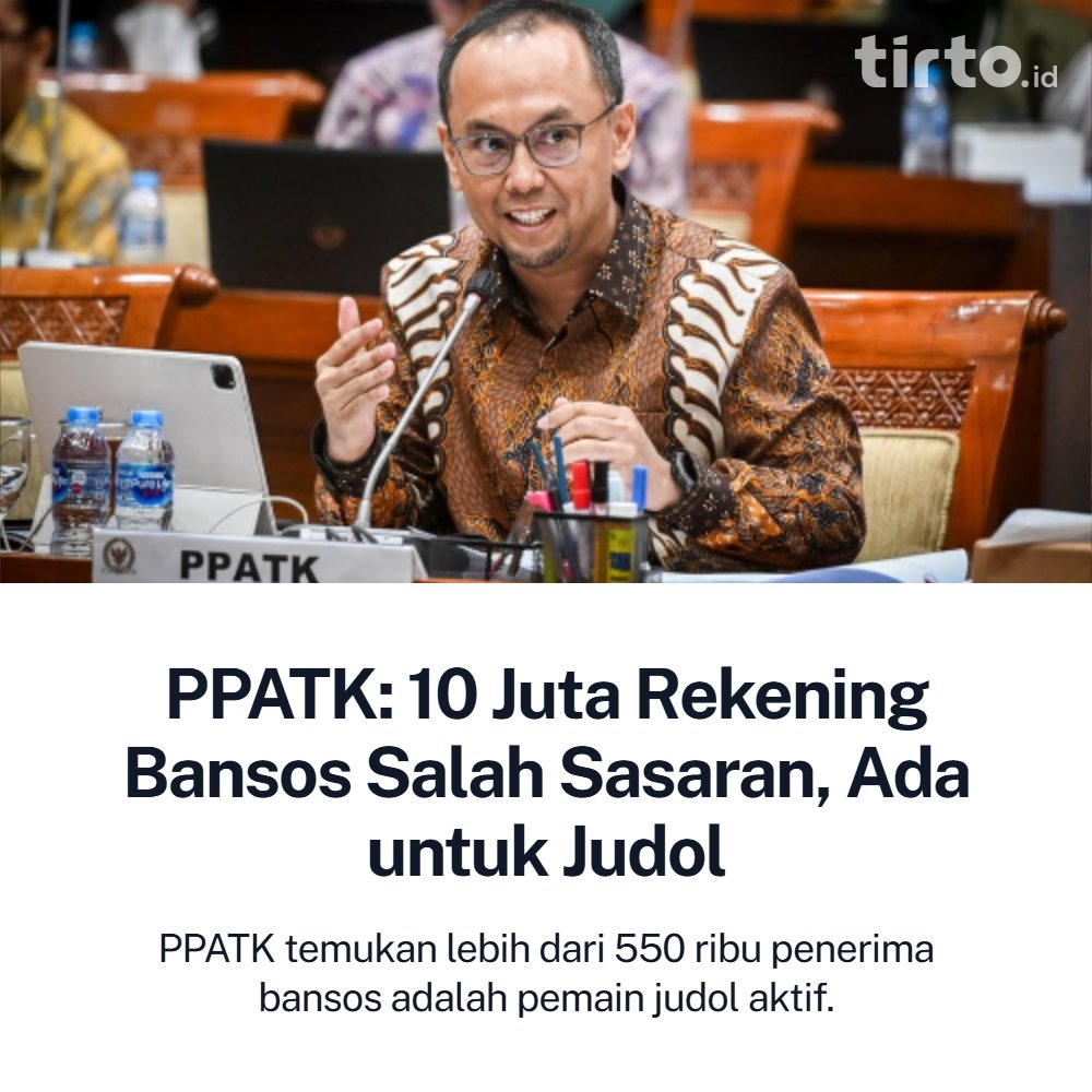Berdasar data NIK, para penerima bansos tersebut telah menyetorkan total Rp900 miliar ke akun mereka di situs judi online dalam 7 juta kali transaksi.