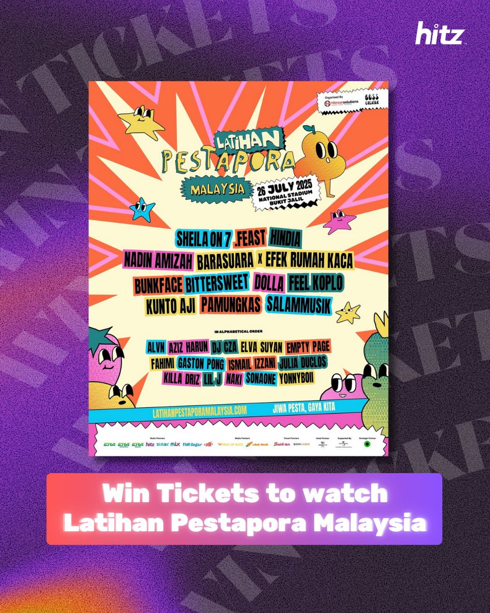 HITZ is giving you the chance to win 2 exclusive passes to catch some of the region’s best acts live on stage! 🎟️

Just answer a simple question and complete a fun slogan to enter. 🧠📝
Head over to hitz.com.my to join now!

#LatihanPestaporaMY #HITZGiveaway