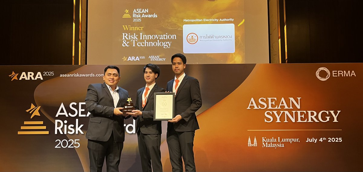 mea_news's tweet photo. MEA คว้ารางวัลระดับ "WINNER" จากเวที ASEAN Risk Awards 2025 สาขา Risk Innovation & Technology
คลิก: https://t.co/bDQIAwGUX2
#ASEANRiskAwards2025
#EWS #ERMA
#การบริหารจัดการองค์กร #MEAsmartpeople
#GRC #ความโปร่งใส
#การไฟฟ้านครหลวง #MEA
#พลังงานเพื่อวิถีชีวิตเมืองมหานคร https://t.co/rYCMcZ22O6