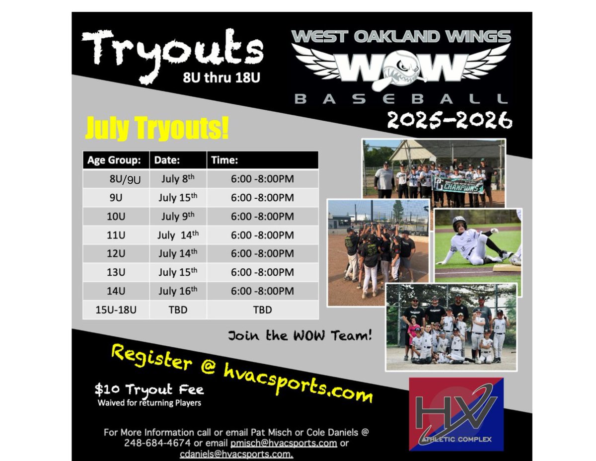 West Oakland Wings ⚾️🥎Ages 4-18 (@hvacsports) on Twitter photo 