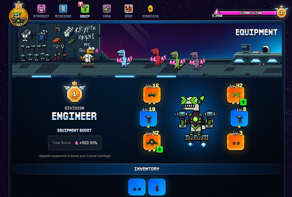 #ProjectVoyagerDay26 <a href="/AngryDynomites/">Angry Dynomites Lab 🦖</a> 
My equipaments in Craft World