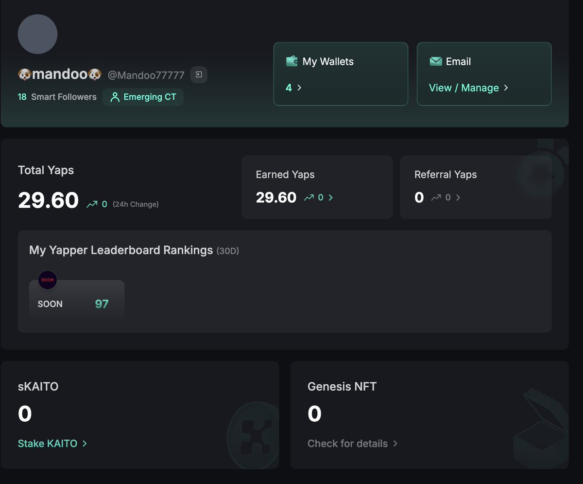 알수없는 야핑의 세계
한번도 포스팅한적없는 <a href="/soon_svm/">SOON - Solana Optimistic Network (Mainnet Arc)</a> 
30D 리더보드 97위에 제가 랭크되어 있네요
TGE완료된거라 에어드랍 같은건 없겠지만 그래도 기분은 좋네요