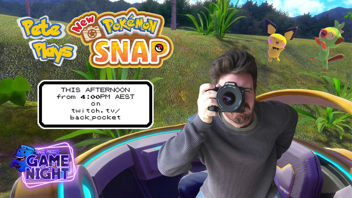the pokemon guy himself @pierreth is getting snappy with the pokeymans in NEW POKEMON SNAP!!

THIS ARVO | 4:00PM AEST | twitch.tv/back_pocket