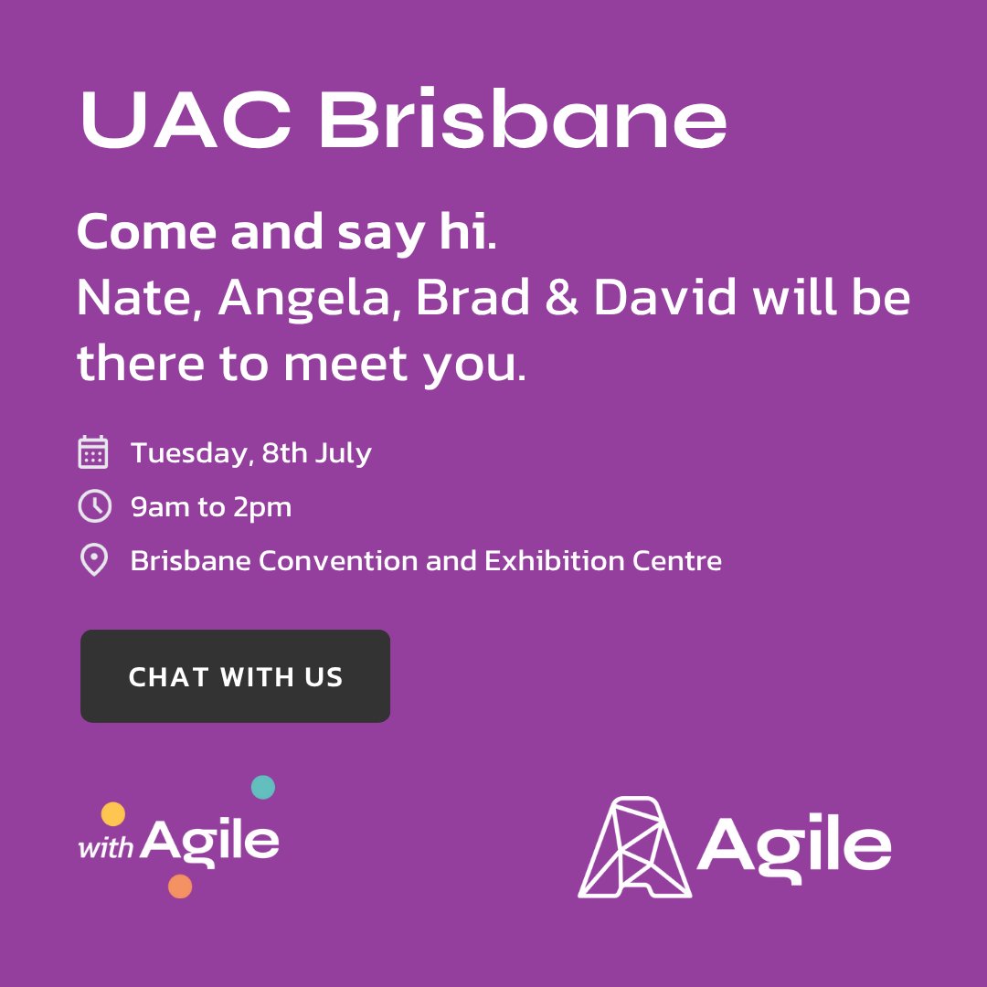agile_uw's tweet image. Nate, Angela, Brad, and David will be at the UAC Market Exchange in Brisbane tomorrow. 🤝 Swing by to connect with the team… and if you’re attending, there’s a little surprise waiting for you too. 🏉🏉
🔗 agileunderwriting.com/sayhi/
#UACMX #Insur...