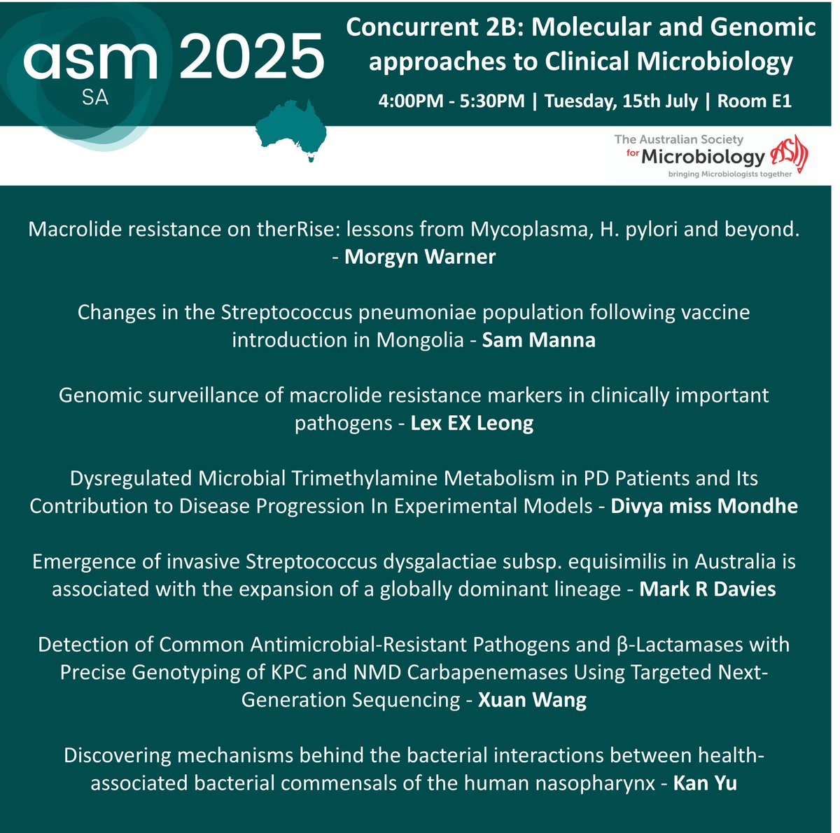 AUSSOCMIC's tweet image. Coming up - concurrent sessions 2 #ASM2025
