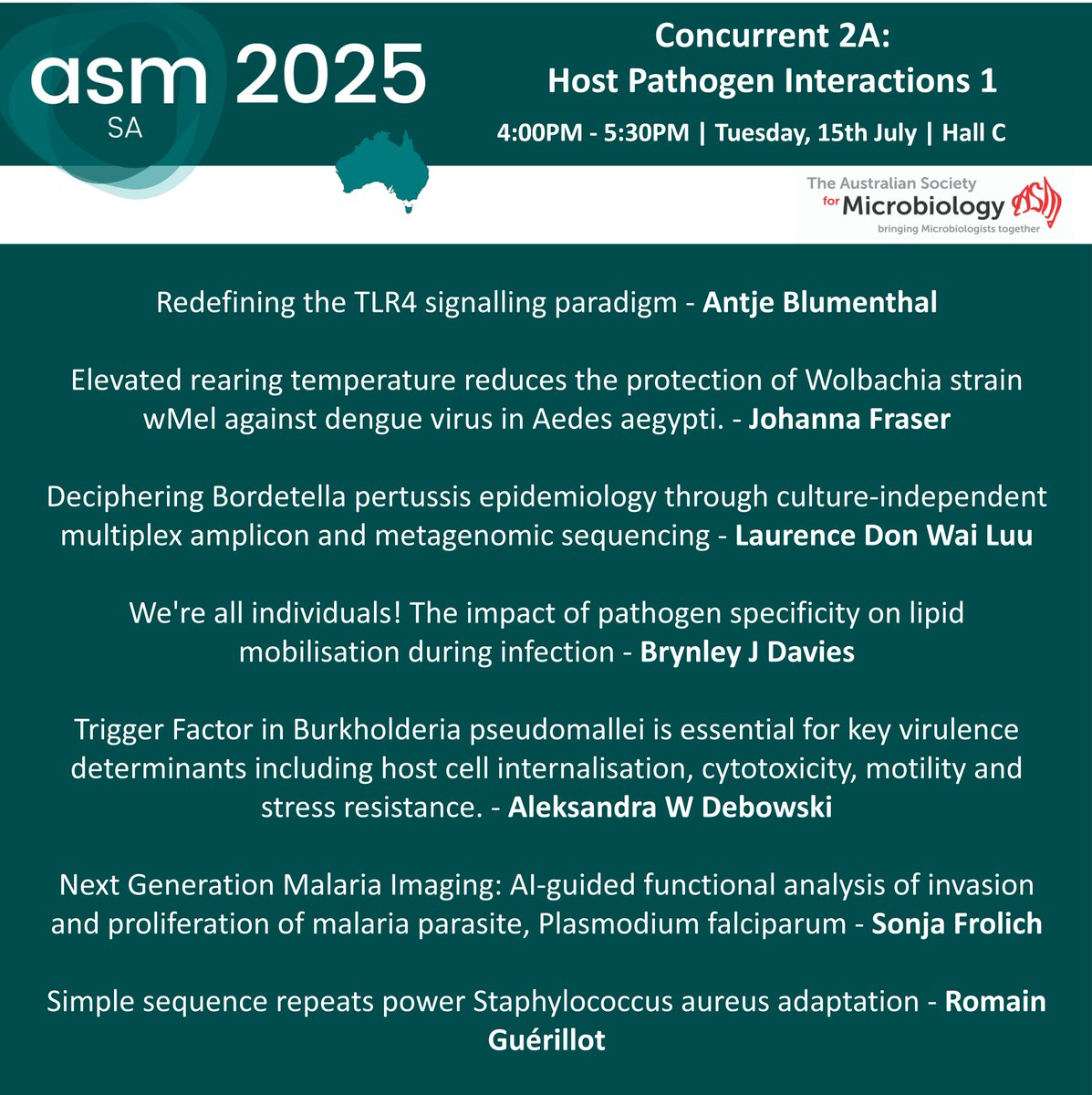 AUSSOCMIC's tweet image. Coming up - concurrent sessions 2 #ASM2025
