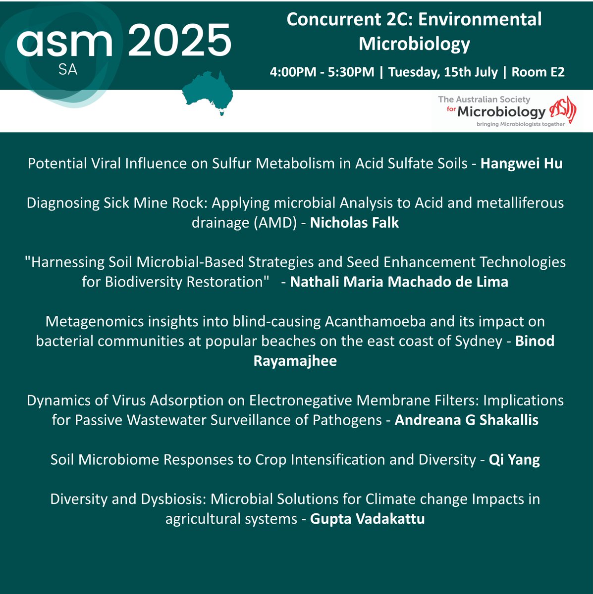 AUSSOCMIC's tweet image. Coming up - concurrent sessions 2 #ASM2025
