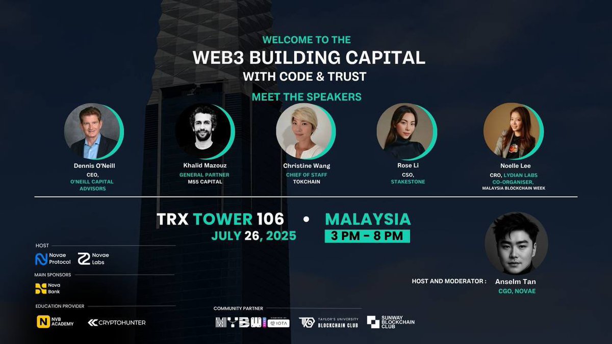 SunwayBCC's tweet image. 🚀 Web3 Building Capital with Code & Trust
Get behind-the-scenes with VCs, DeFi founders & fintech execs shaping Asia’s tokenized future!
📅 26th July 2025
🕕 3PM - 8PM
📍 TRX Tower 106, KL
🎟️ RSVP now → lu.ma/mhu3bfjd
#SunwayBlockchainClub #SBCC #SunwayUniversity