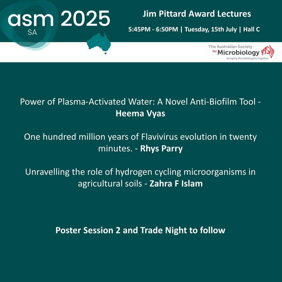 AUSSOCMIC's tweet image. Up next at #ASM2025 – our Jim Pittard Award Lectures