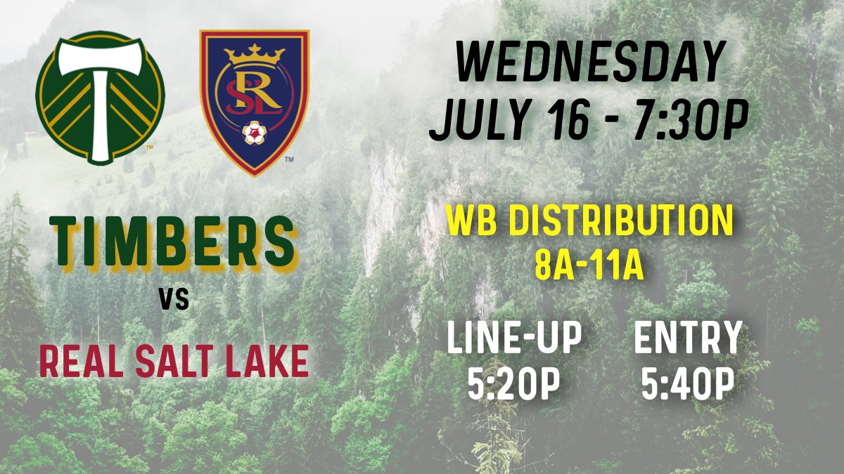 Here’s your wristband &amp; line info for #PORvRSL on Wednesday July 16. TA ticket required for WB. Policies/info page linked in bio. #RCTID