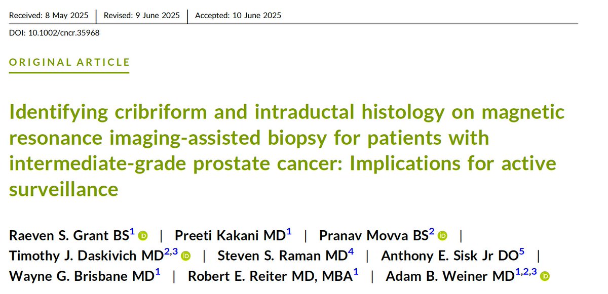 Department of Urology at Cedars-Sinai (@cs_urology) on Twitter photo 👏Congrats Assistant Prof <a href="/Adam_Weiner535/">Adam B. Weiner, MD</a> on their publication in <a href="/JournalCancer/">ACS Journal Cancer</a> on the sensitivity of MRI-guided prostate biopsy for detecting aggressive #prostatecancer histologies
<a href="/CSCancerCenter/">Cancer at Cedars-Sinai</a> <a href="/CedarsSinaiMed/">Cedars-Sinai Academic Medicine</a> <a href="/DeptSurgeryCS/">Department of Surgery at Cedars-Sinai</a> <a href="/CedarsSinai/">Cedars-Sinai</a> 👏Congrats Assistant Prof <a href="/Adam_Weiner535/">Adam B. Weiner, MD</a> on their publication in <a href="/JournalCancer/">ACS Journal Cancer</a> on the sensitivity of MRI-guided prostate biopsy for detecting aggressive #prostatecancer histologies
<a href="/CSCancerCenter/">Cancer at Cedars-Sinai</a> <a href="/CedarsSinaiMed/">Cedars-Sinai Academic Medicine</a> <a href="/DeptSurgeryCS/">Department of Surgery at Cedars-Sinai</a> <a href="/CedarsSinai/">Cedars-Sinai</a>