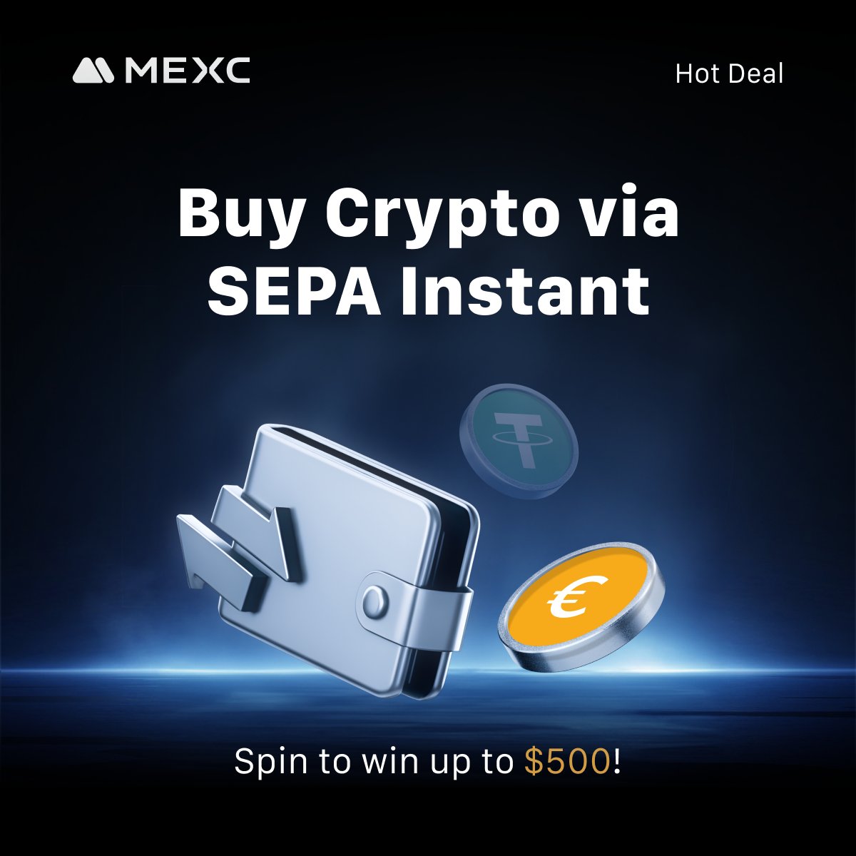 💡 Have you joined yet? Buy Crypto with SEPA Instant (EUR) on #MEXC and  spin to win up to 500 $USDT 🎁 10 $USDT airdrop for new EUR buyers 🎯 Every  spin
