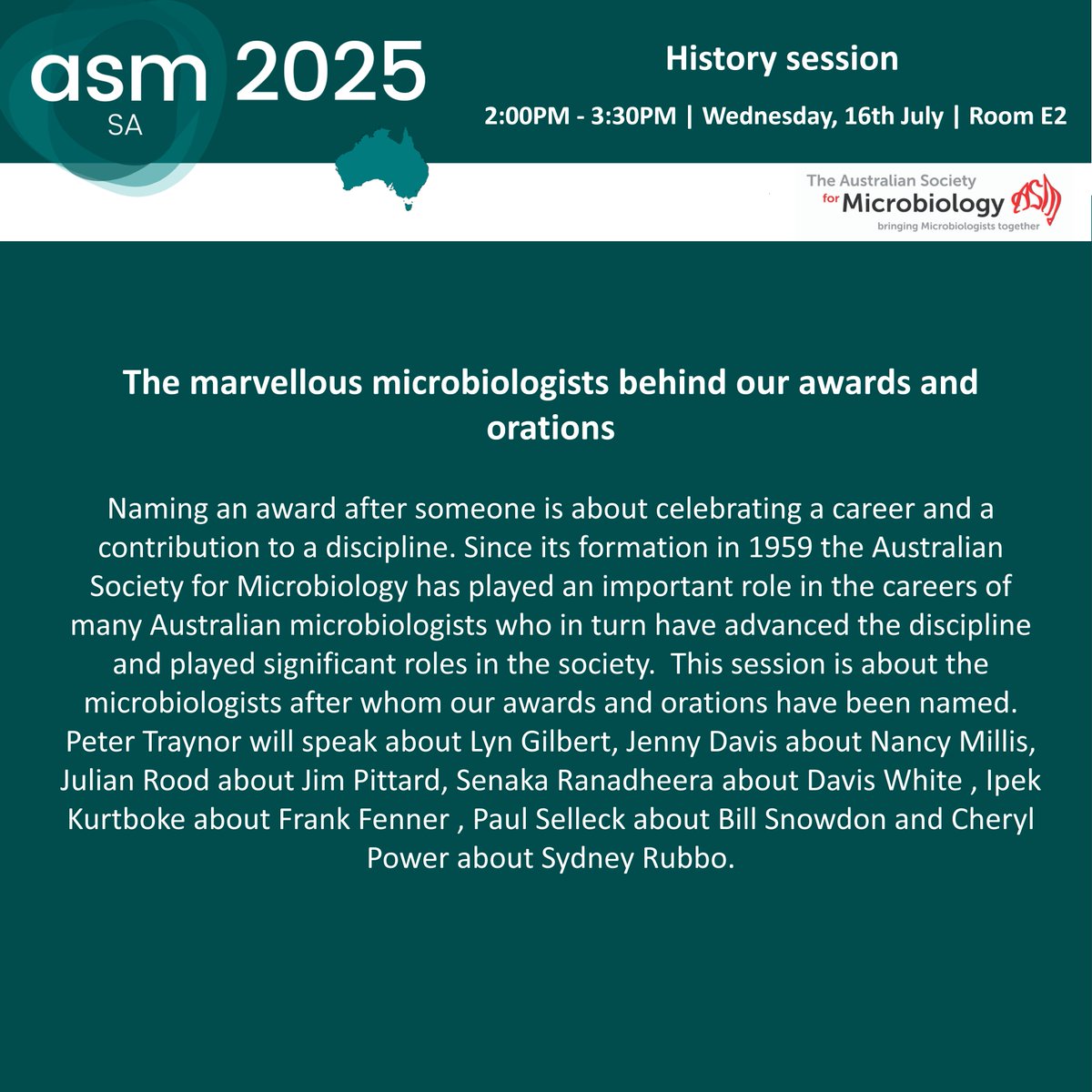 AUSSOCMIC's tweet image. Coming up at #ASM2025 – our ECR talks, education and history sessions!