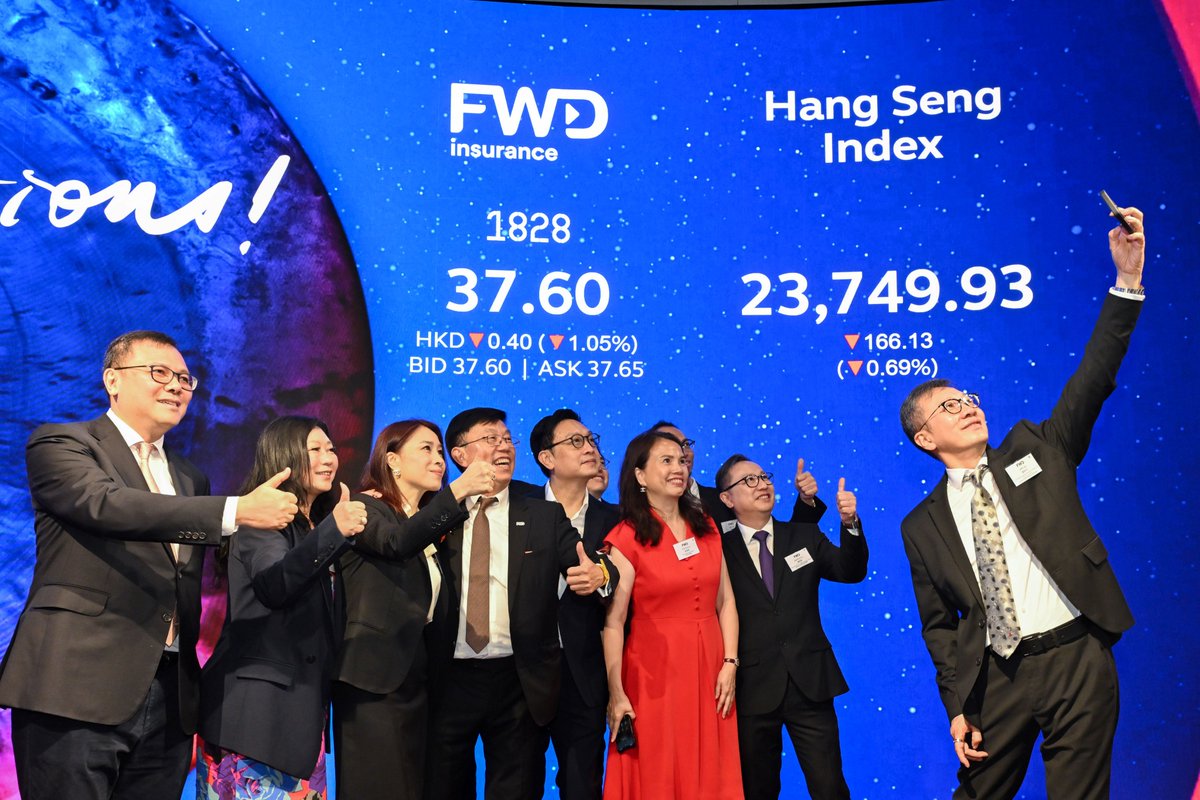Welcoming FWD Group (1828) to HKEX! A Pan-Asian life insurer with a presence in over ten markets, FWD Group joins our vibrant ecosystem. Congratulations on your #IPO!