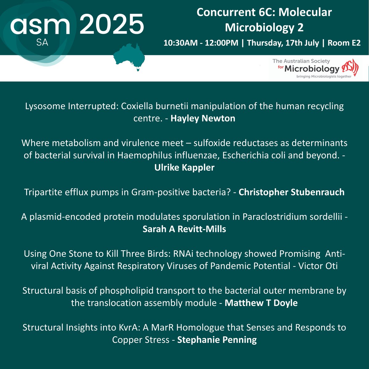 AUSSOCMIC's tweet image. Coming up at #ASM2025 – another round of concurrent sessions