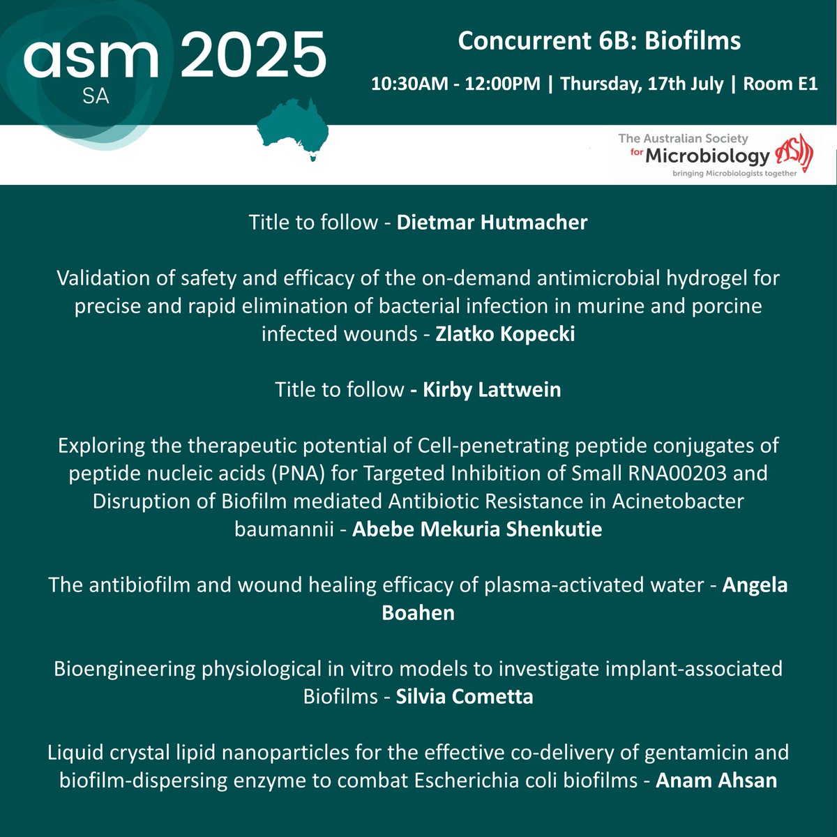 AUSSOCMIC's tweet image. Coming up at #ASM2025 – another round of concurrent sessions
