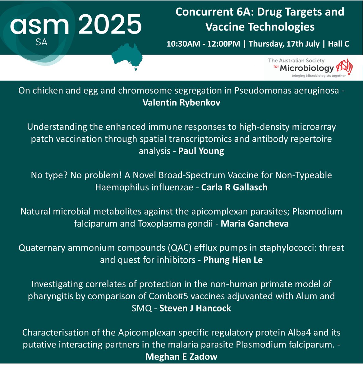 AUSSOCMIC's tweet image. Coming up at #ASM2025 – another round of concurrent sessions