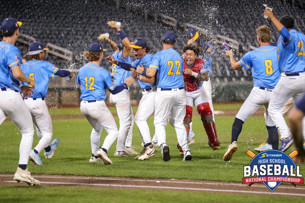 NatChampSeries's tweet image. CALIFORNIA WINS THE 2025 STINGER HIGH SCHOOL BASEBALL NATIONAL CHAMPIONSHIP!! ⚾️🏆
This is their 3rd championship, previously winning in 2022 and 2024! Congratulations, California!
#baseball #HSBNCS #ChampionshipSeries