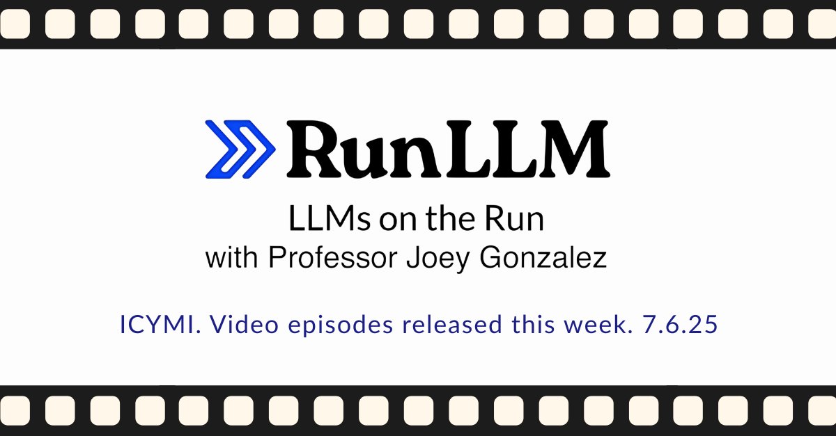 RunLLM (@runllm) on Twitter photo 🎬 Catch up on Episodes 36–39 of LLMs on the Run
Our rapid-fire Q&A series with <a href="/berkeley_ai/">Berkeley AI Research</a> Professor and RunLLM Co-founder <a href="/profjoeyg/">Joey Gonzalez</a>.
It’s rapid, and it’s fire.
📽️ Episode 39: 💸 Why Did Meta Invest Billions in Scale AI?
Better annotation improves model behavior across Llama 🎬 Catch up on Episodes 36–39 of LLMs on the Run
Our rapid-fire Q&A series with <a href="/berkeley_ai/">Berkeley AI Research</a> Professor and RunLLM Co-founder <a href="/profjoeyg/">Joey Gonzalez</a>.
It’s rapid, and it’s fire.
📽️ Episode 39: 💸 Why Did Meta Invest Billions in Scale AI?
Better annotation improves model behavior across Llama
