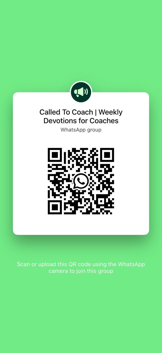 For coaches looking to join other coach to share in fellowship, here’s a group that I’ve created to share the Word through weekly devotionals. 

chat.whatsapp.com/KHzoGm1jPvyG35…