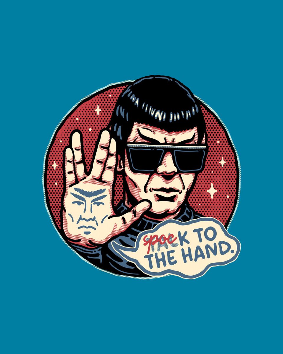 THE DAILY | “Spock To The Hand” by #glitchygorilla starts at just $13 today only at #TeeFury! ⚡
loom.ly/Hzvr3so 

#tshirts #teefury #merch #artstagram #tshirtoftheday #artofinstagram #instaartist #movies #nostalgia #scifi #funny #humor #space #adventure #exploration