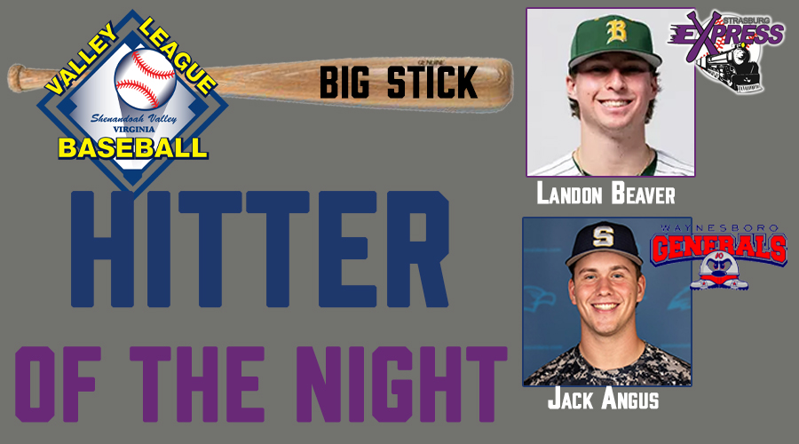 Valley Baseball League (@vblbaseball) on Twitter photo Sunday Big Sticks: <a href="/22657Express/">Strasburg Express</a> <a href="/LandonBeaver2/">Landon Beaver</a> <a href="/UAB_Baseball/">UAB Baseball</a> belted a grand slam and added a sac fly for 5 RBIs in win over Staunton. <a href="/wborogenerals/">Waynesboro Generals</a> <a href="/thejackangus/">Jack Angus</a> homered twice and drove in 5 runs. Sunday Big Sticks: <a href="/22657Express/">Strasburg Express</a> <a href="/LandonBeaver2/">Landon Beaver</a> <a href="/UAB_Baseball/">UAB Baseball</a> belted a grand slam and added a sac fly for 5 RBIs in win over Staunton. <a href="/wborogenerals/">Waynesboro Generals</a> <a href="/thejackangus/">Jack Angus</a> homered twice and drove in 5 runs.