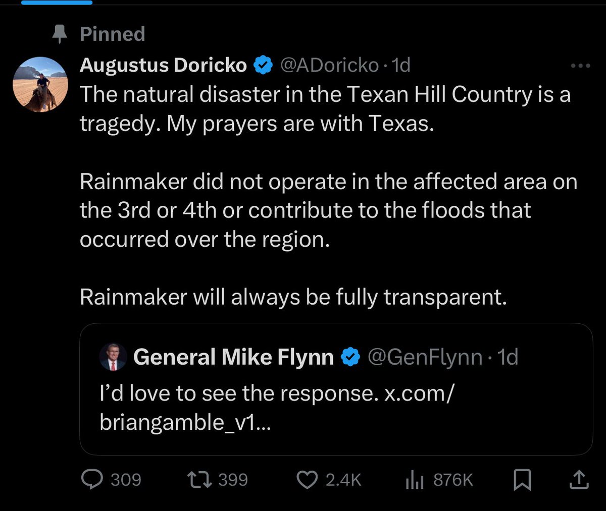 Peter Thiel’s face when he sees that a Thiel Fellow’s company cloud-seeded the flash floods that swept away a whole summer camp filled with little girls in Texas lol