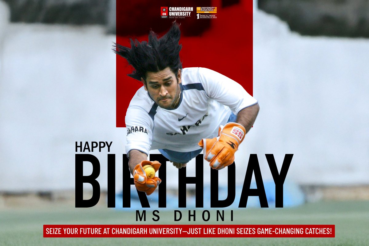 Chandigarh University (@chandigarh_uni) on Twitter photo Grab Opportunities at Chandigarh University Like MS Dhoni Grabs Match-Winning Catches!
Today, we celebrate the legend whose sharp reflexes and winning attitude inspire millionsâHappy Birthday, <a href="/msdhoni/">Mahendra Singh Dhoni</a> ! đ
Just as Dhoni never misses a game-changing catch, donât miss your Grab Opportunities at Chandigarh University Like MS Dhoni Grabs Match-Winning Catches!
Today, we celebrate the legend whose sharp reflexes and winning attitude inspire millionsâHappy Birthday, <a href="/msdhoni/">Mahendra Singh Dhoni</a> ! đ
Just as Dhoni never misses a game-changing catch, donât miss your