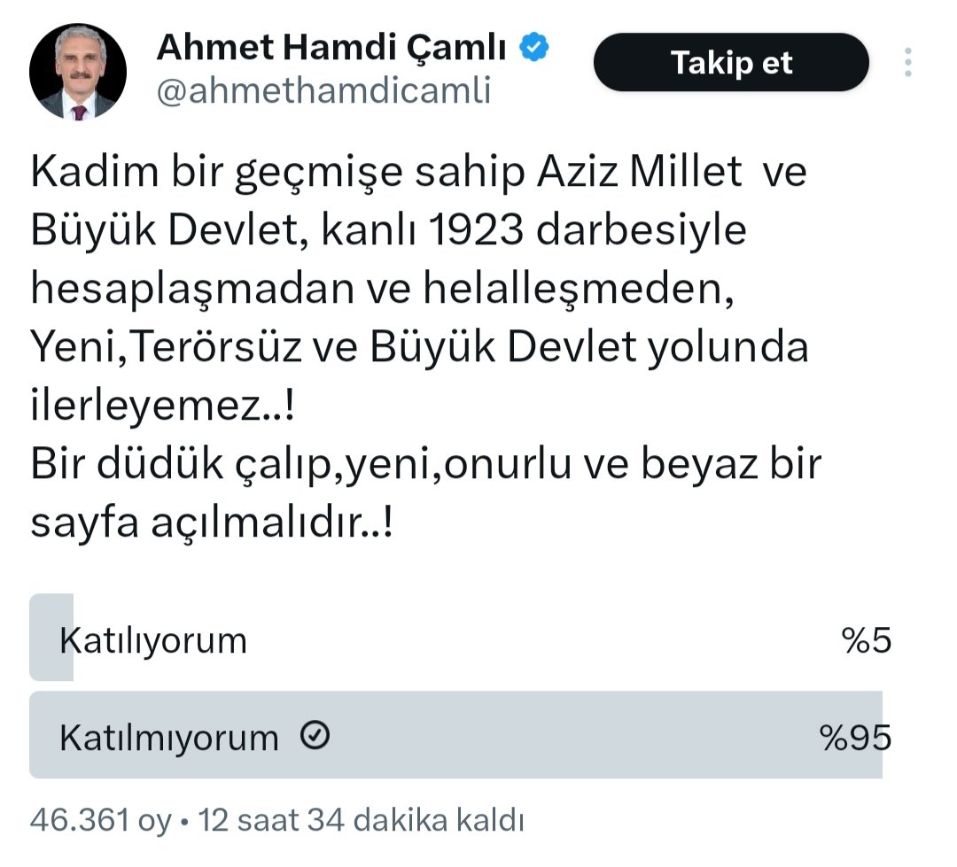 Profesorfacia (@profesorfacia) on Twitter photo An itibariyle ülkemizdeki vatan haini oranı %5 olarak tescillenmiştir!
Biz iktidarı eleştiren bir twit atınca yıldırım hızıyla kapımıza dayanan <a href="/AliYerlikaya/">Ali Yerlikaya</a> , bu namus yoksunu vatan haini için işlem yaptınız mı??? An itibariyle ülkemizdeki vatan haini oranı %5 olarak tescillenmiştir!
Biz iktidarı eleştiren bir twit atınca yıldırım hızıyla kapımıza dayanan <a href="/AliYerlikaya/">Ali Yerlikaya</a> , bu namus yoksunu vatan haini için işlem yaptınız mı???