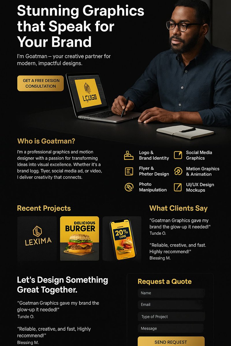 goatmanSM's tweet image. Deigned this landing page for my brand . What do you all think ?