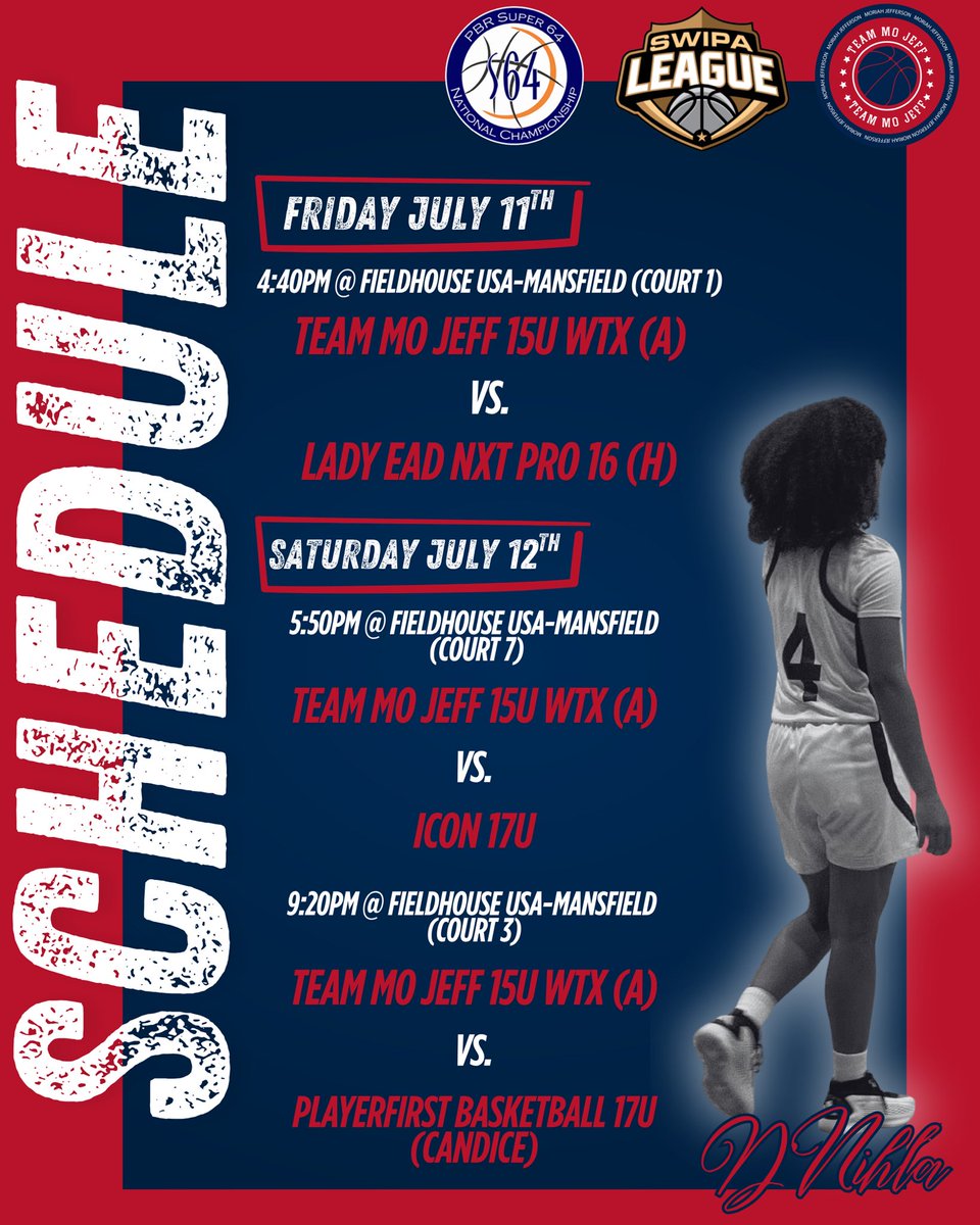 D’ Nihla Ornelas (@d_rose2029) on Twitter photo Super 64 schedule July 11th- July 14th. Come one come all, you won’t be disappointed. <a href="/TheJungleSSA/">Ladavron Smith</a> <a href="/DaveSmithWTX/">Dave Smith</a> <a href="/Coachdomo_24/">Dominique Hamilton</a> <a href="/TeamMoJeff_/">Team Moriah Jefferson</a> <a href="/AddiBollinger23/">Addisyn Bollinger</a> <a href="/LeftyyMike/">Michael J. Simmons</a> <a href="/UNProspects/">Mike Simmons</a> <a href="/riseupsports1/">Rise Up Sports Media</a> <a href="/SuddenEwbb/">Sudden Exposure</a> <a href="/IMCOMING_INC/">Amateur Network</a> <a href="/BaylorWBB/">Baylor Women's Basketball</a> <a href="/LadyRaiderWBB/">Lady Raider Basketball</a> <a href="/UTEPWBB/">UTEP Women’s Basketball</a> <a href="/AggieWBB/">Texas A&M Women's Basketball</a> Super 64 schedule July 11th- July 14th. Come one come all, you won’t be disappointed. <a href="/TheJungleSSA/">Ladavron Smith</a> <a href="/DaveSmithWTX/">Dave Smith</a> <a href="/Coachdomo_24/">Dominique Hamilton</a> <a href="/TeamMoJeff_/">Team Moriah Jefferson</a> <a href="/AddiBollinger23/">Addisyn Bollinger</a> <a href="/LeftyyMike/">Michael J. Simmons</a> <a href="/UNProspects/">Mike Simmons</a> <a href="/riseupsports1/">Rise Up Sports Media</a> <a href="/SuddenEwbb/">Sudden Exposure</a> <a href="/IMCOMING_INC/">Amateur Network</a> <a href="/BaylorWBB/">Baylor Women's Basketball</a> <a href="/LadyRaiderWBB/">Lady Raider Basketball</a> <a href="/UTEPWBB/">UTEP Women’s Basketball</a> <a href="/AggieWBB/">Texas A&M Women's Basketball</a>