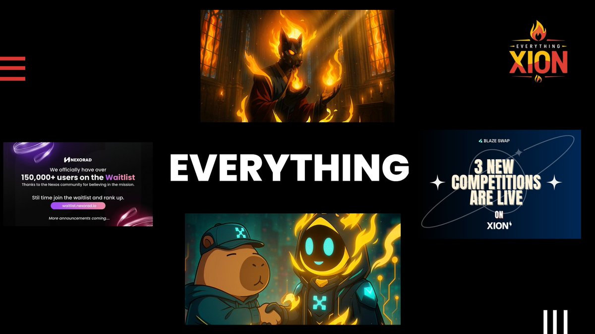 It was a week, packed with a lot of exciting news on <a href="/burnt_xion/">XION</a> ecosystem : 

📌 Over $2k was distributed to early believers by <a href="/ThePrometheans_/">The Prometheans 🔥</a> 

📌 <a href="/burnt_xion/">XION</a> took the proof of creative campaign to Kaito, so you can Yap and earn massively. 

Taking you around the ecosystem🧵