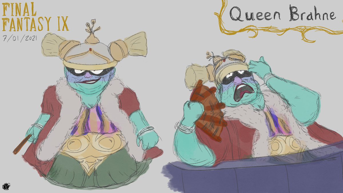 DapperTetu's tweet image. Happy FFXI&apos;s 25th Anniversary, everyone! I remember when I first saw the M.S. Prima Vista&apos;s grand entrance cutscene and immediately had to doodle Queen Brahne back in 2021. Time flies, huh? #FFIX25FanArt #FF9_25th #FF9 #FFIX #FinalFantasy