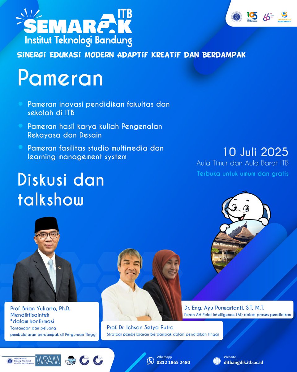 FarmasiItb's tweet photo. 🎉📚 SEMARAK ITB 2025 – Ajang seru buat kamu yang penasaran gimana masa depan pendidikan dirancang bareng inovasi keren di ITB!

📍 10 Juli 2025 | Aula Timur &amp; Aula Barat ITB
🆓 Terbuka untuk umum &amp; GRATIS!

Selengkapnya di https://t.co/Z7S4XCiLa3 https://t.co/oXSPKC9GBj