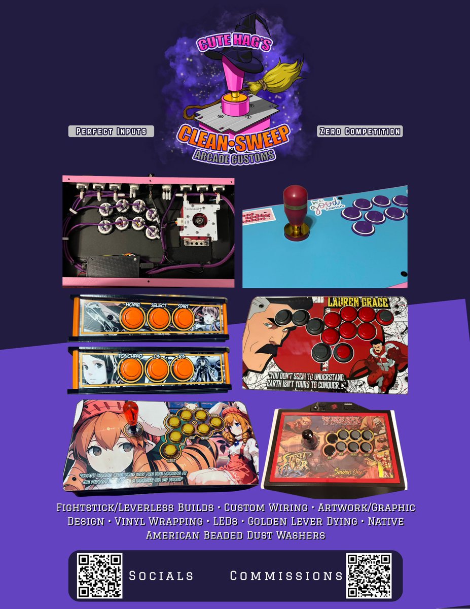 Cute Hag ♡ (@cutehagtv) on Twitter photo Full builds, Art, Custom Wiring, you name it, I do it. CLEAN•SWEEP Arcade Customs! Perfect Inputs. Zero Competition.
Logo by <a href="/MrArcadeFox/">🦊 Mr. Arcade Fox 🦊</a> 💕
Special thanks to <a href="/jonyfraze/">jonyfraze 🕹️ 4TW • BnB Fightsticks</a> <a href="/AllFightSticks/">AllFightSticks 🕹️</a> <a href="/tkos_ttv/">breakfast_garage_gaming</a> Full builds, Art, Custom Wiring, you name it, I do it. CLEAN•SWEEP Arcade Customs! Perfect Inputs. Zero Competition.
Logo by <a href="/MrArcadeFox/">🦊 Mr. Arcade Fox 🦊</a> 💕
Special thanks to <a href="/jonyfraze/">jonyfraze 🕹️ 4TW • BnB Fightsticks</a> <a href="/AllFightSticks/">AllFightSticks 🕹️</a> <a href="/tkos_ttv/">breakfast_garage_gaming</a>